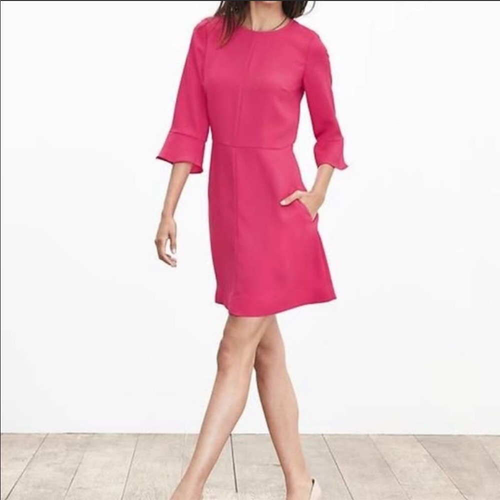 Banana Republic Pink Flutter Sleeve Dress, Sz 2